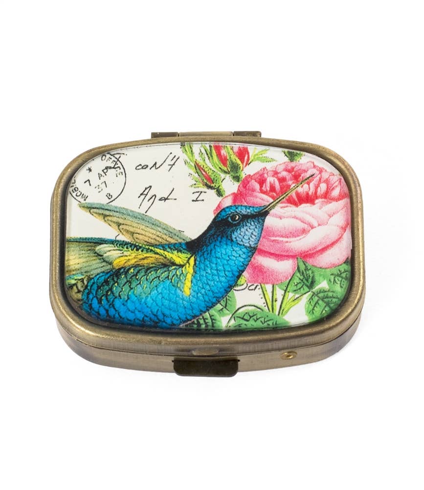 Blue Hummingbird Pill Box