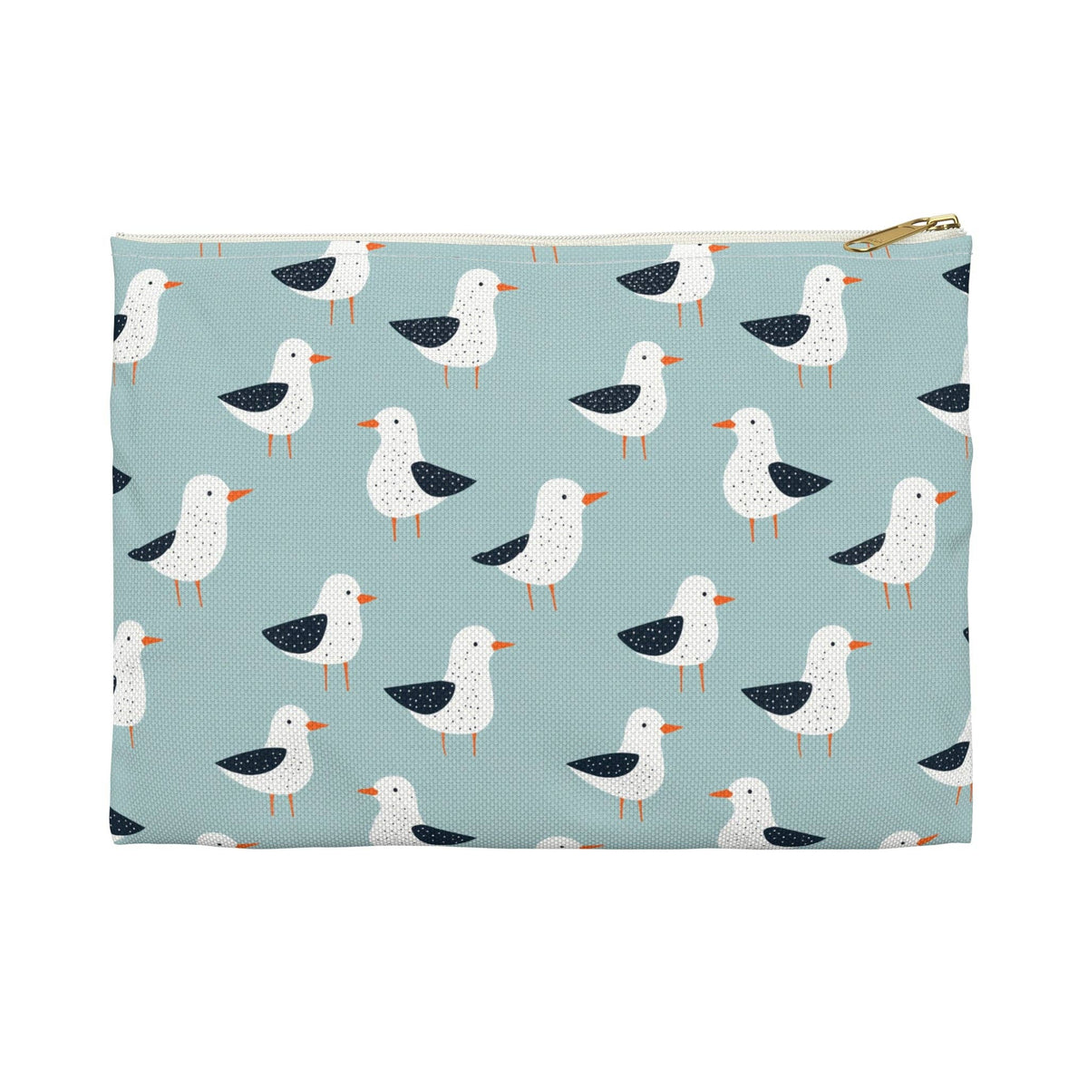 Seagull Pattern Zipper Pouch, Coastal Cosmetic Bag, Beach Travel Organizer, Seaside Pouch