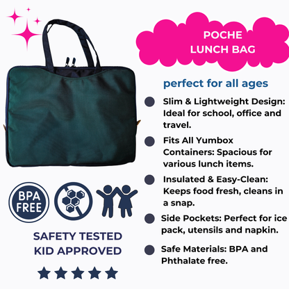Yumbox Poche Slim Insulated Sleeve Lunch Bag - Forest Green