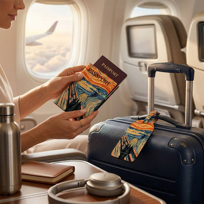 Passport Holder & Luggage Tag Set – Leather Travel Accessory