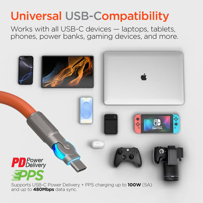 Chunky180° 100W USB-C to USB-C Rugged Fast Charge Cable 6ft