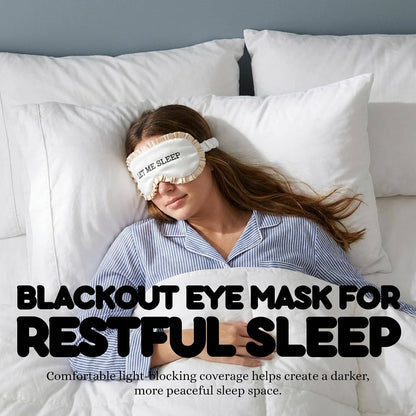 Adjustable Ruffle Satin Sleep Eye Mask- Let Me Sleep - Beige