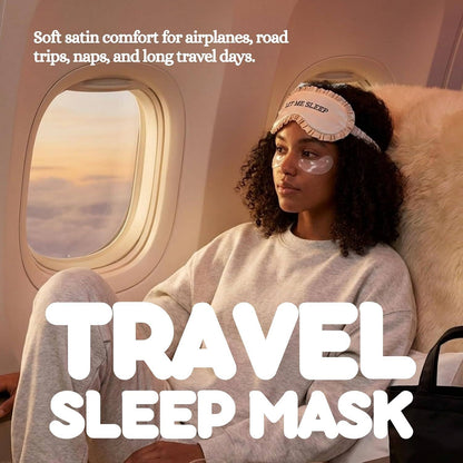 Adjustable Ruffle Satin Sleep Eye Mask- Let Me Sleep - Beige