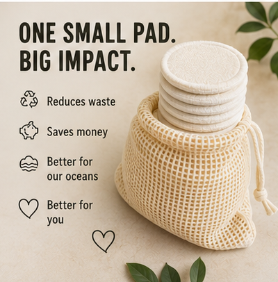 Reusable Makeup Pads — Organic Cotton & Bamboo, Washable (20 pack)