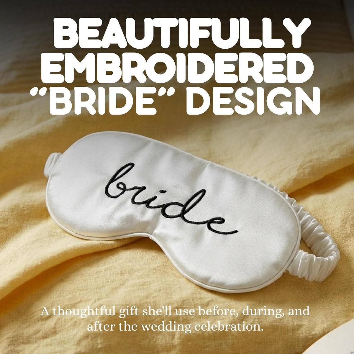 Luxury Adjustable Satin Sleep Eye Mask - Bride - White