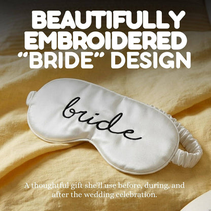 Luxury Adjustable Satin Sleep Eye Mask - Bride - White
