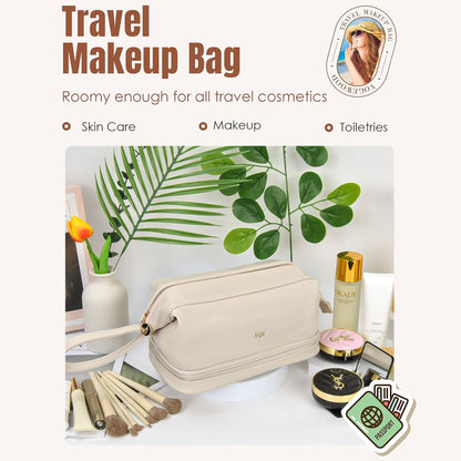 Beige NGIL Faux Leather Cosmetic Bag
