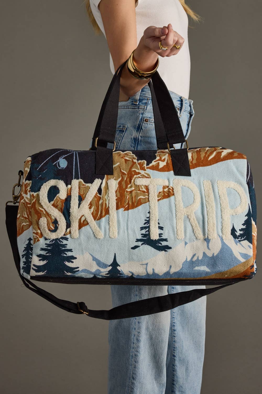 Blue Ski Trip Scene Duffel Bag