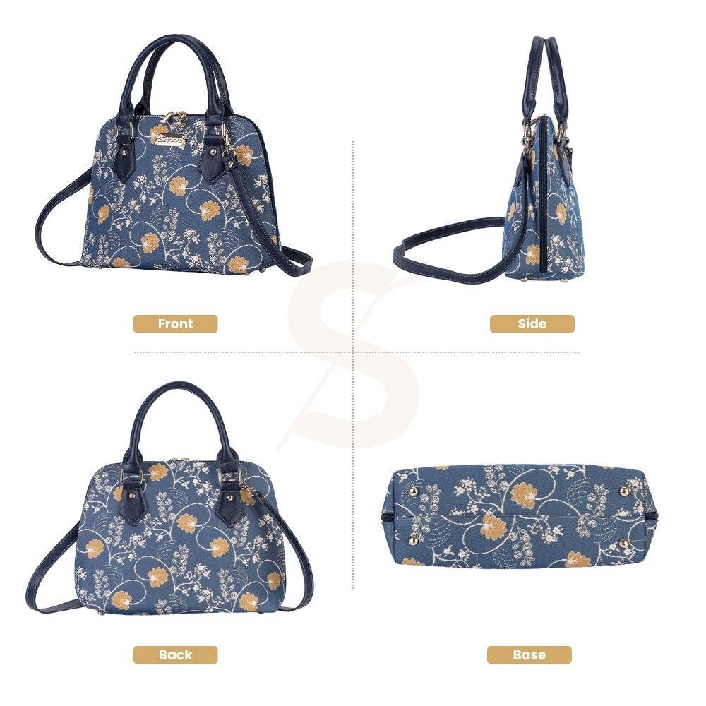 Jane Austen's Blue Convertible Top Handle Purse Handbag