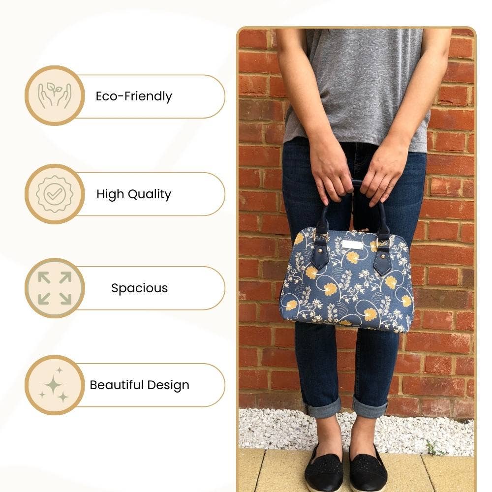Jane Austen's Blue Convertible Top Handle Purse Handbag