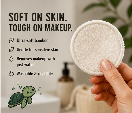 Reusable Makeup Pads — Organic Cotton & Bamboo, Washable (20 pack)