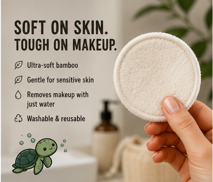 Reusable Makeup Pads — Organic Cotton & Bamboo, Washable (20 pack)