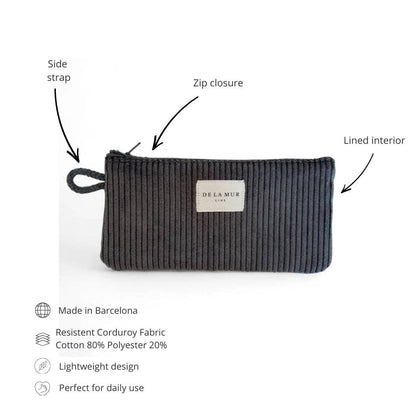 Corduroy Glasses Case – Charcoal Gray (Boni)