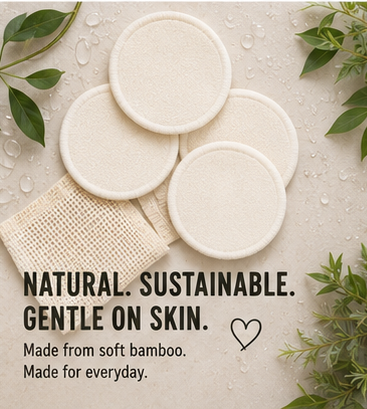 Reusable Makeup Pads — Organic Cotton & Bamboo, Washable (20 pack)