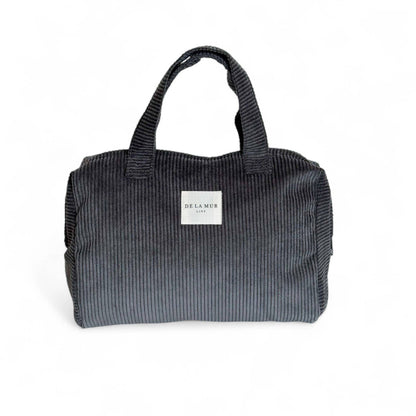 Corduroy Extra Large Makeup Bag – Charcoal Gray (Boni)