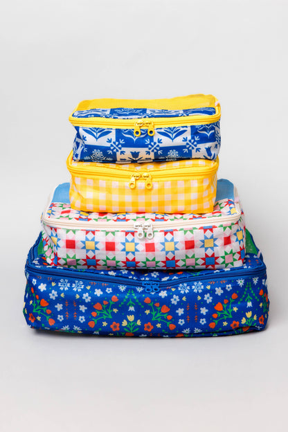 Packing Cube Set, Blue Scandinavian Floral