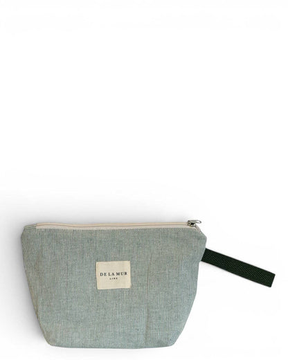 Striped Large Makeup Bag – Light Green & Green (Teo)