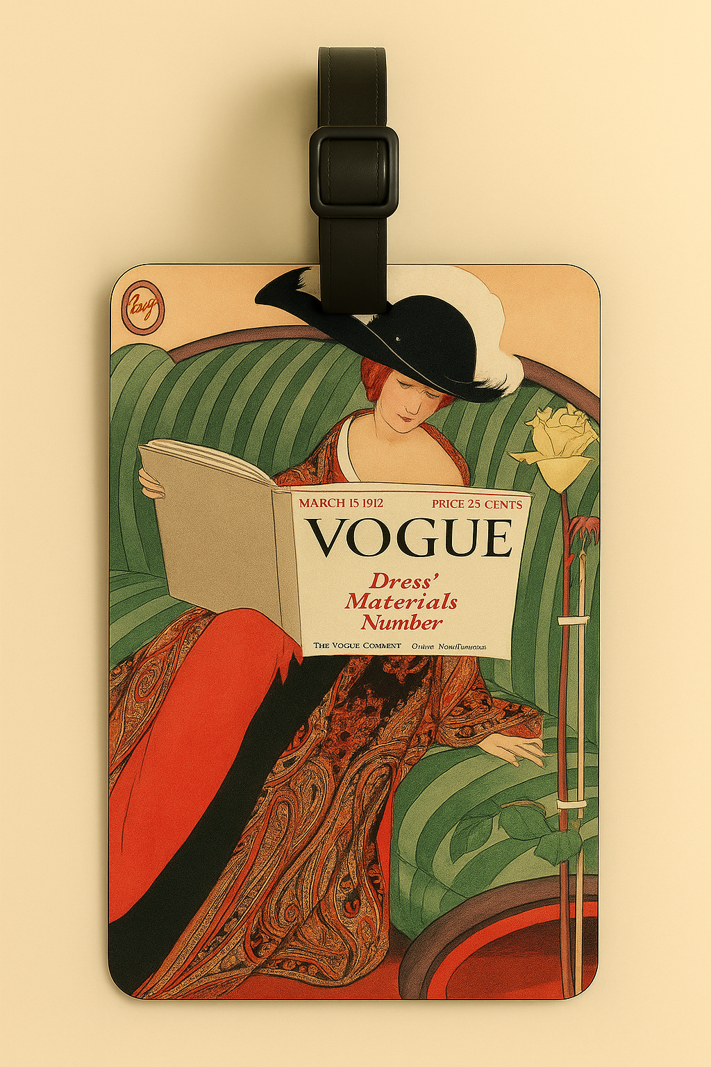 Vegan Leather Luggage Tags: Vintage Poster Art (Vogue)