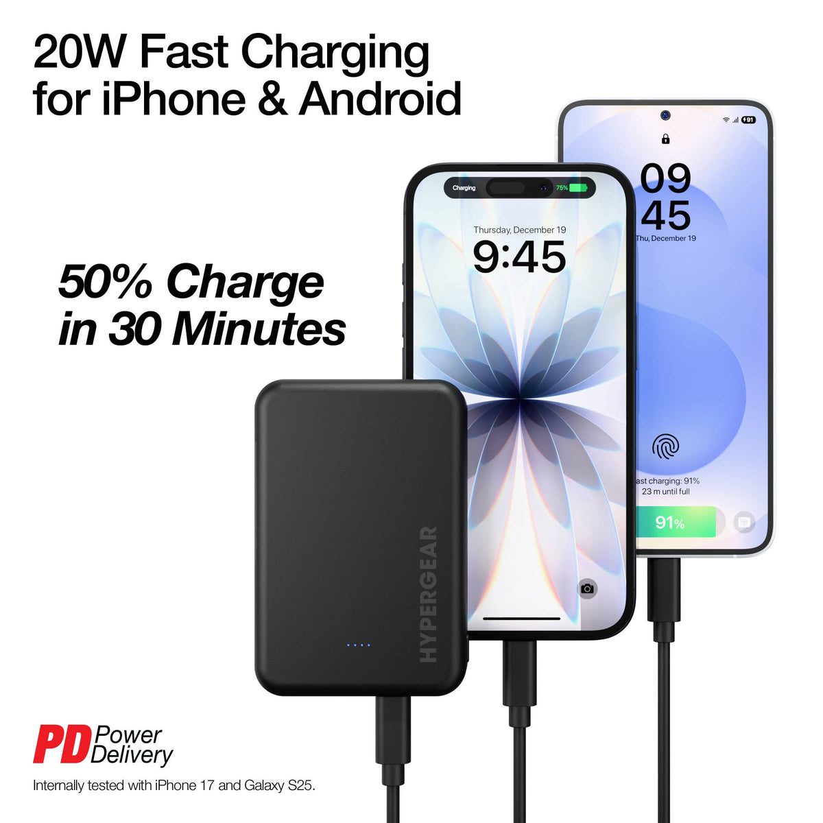 5,000mAh|5K Slim Dual-PortFast Charge PowerBank w/ 20W USB-C