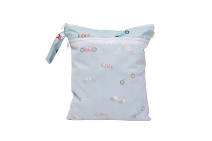 Dual-Compartment Wet/Dry Bag with Mesh Pocket (Retro Cars)
