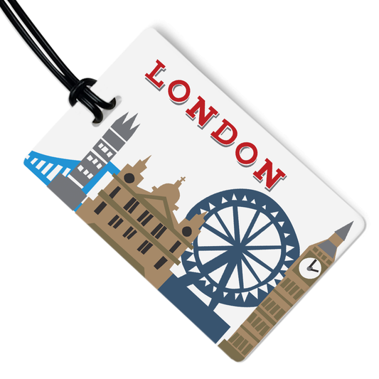 London Luggage Tag w/ Black Strap