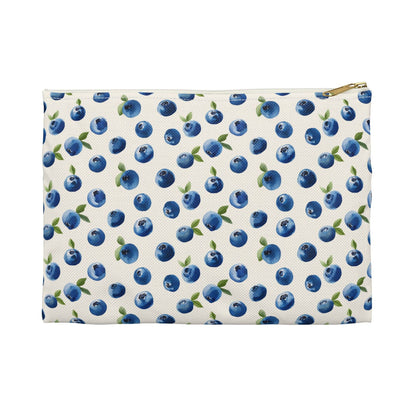 Maine Blueberry Flat Zipper Pouch | Coastal Cosmetic Bag, Travel Organizer