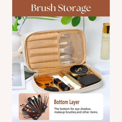 Beige NGIL Faux Leather Cosmetic Bag