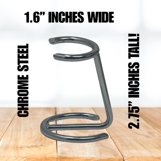 Chrome Shaving Brush Stand – Compact 2.75” Tall Metal Holder