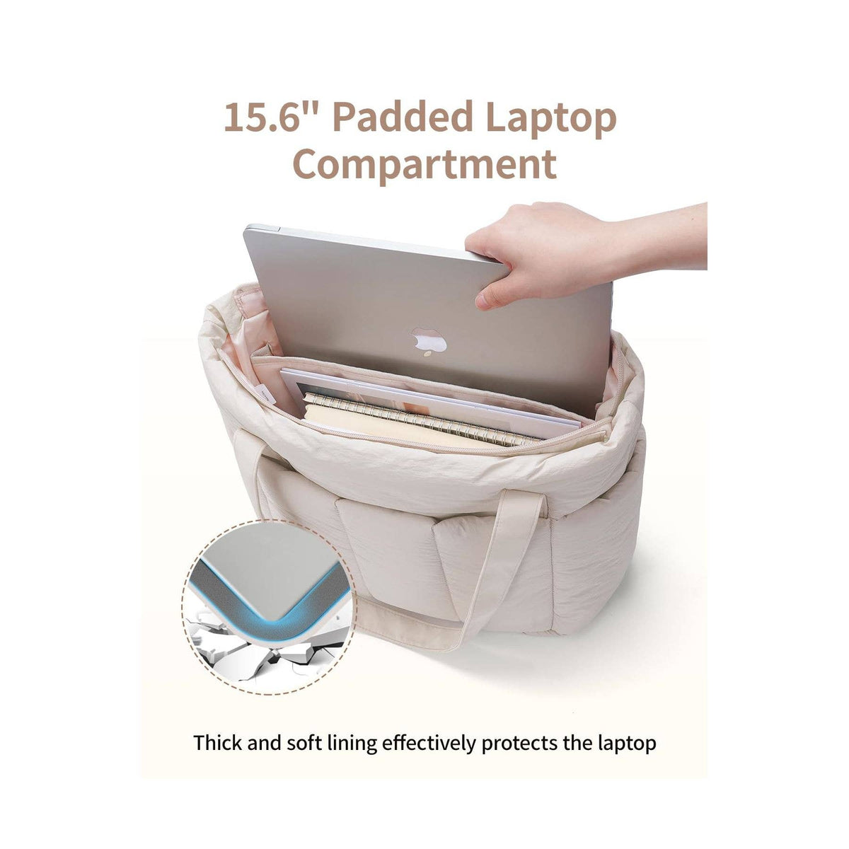 Narwey Puffy Quilted Work Tote Bags for Carry on