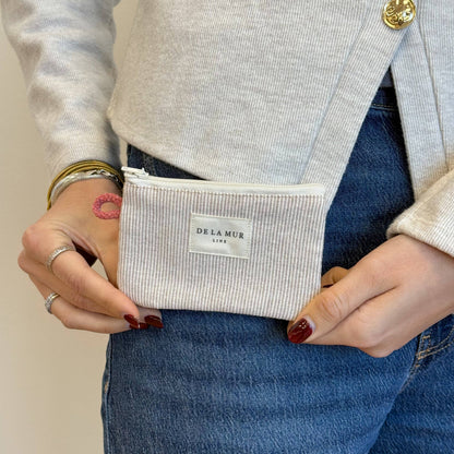 Striped Coin Purse – Gray & Cream (Ibi)