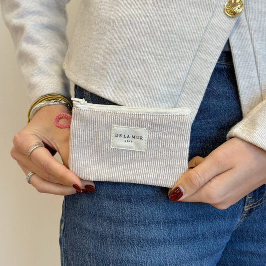 Striped Coin Purse – Gray & Cream (Ibi)