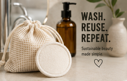Reusable Makeup Pads — Organic Cotton & Bamboo, Washable (20 pack)