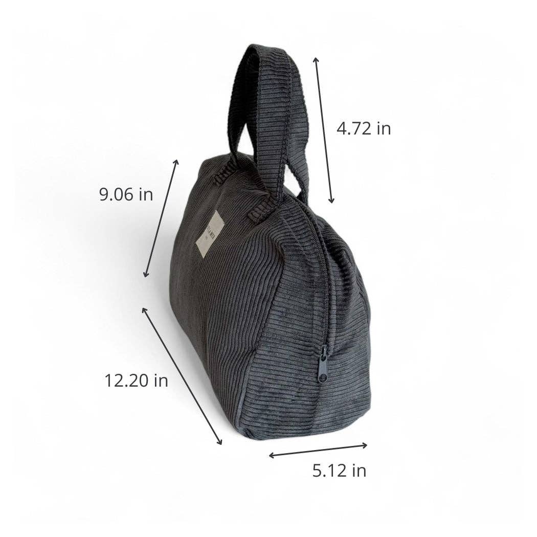 Corduroy Extra Large Makeup Bag – Charcoal Gray (Boni)