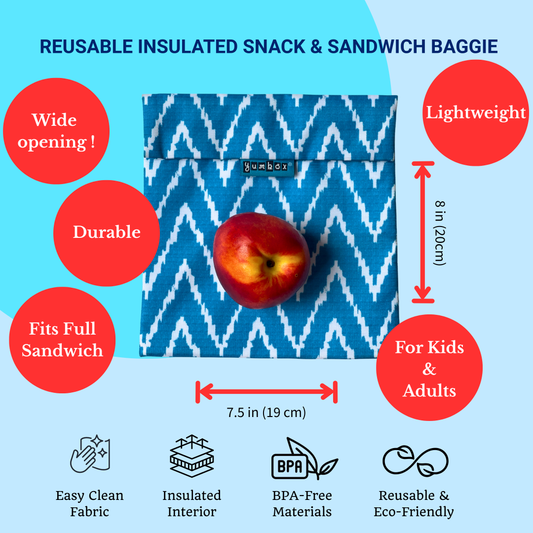 Zero Waste Sandwich Bag - Teal Zig Zag