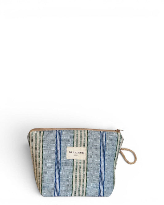 Striped Jacquard Small Makeup Bag – Blue & Green (Cata)