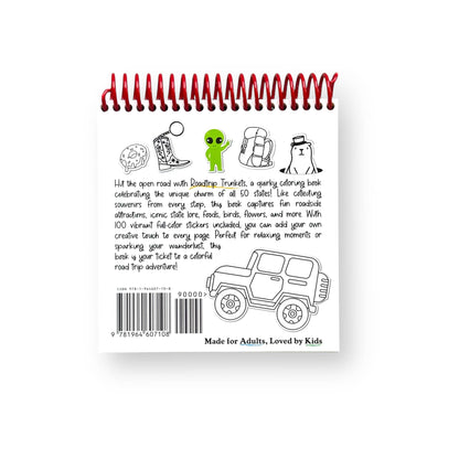 Roadtrip Trinkets Deluxe Spiral Coloring Book with Stickers
