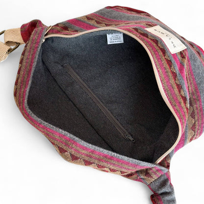 Striped Jacquard Fanny Pack – Pink & Teal (Aura)