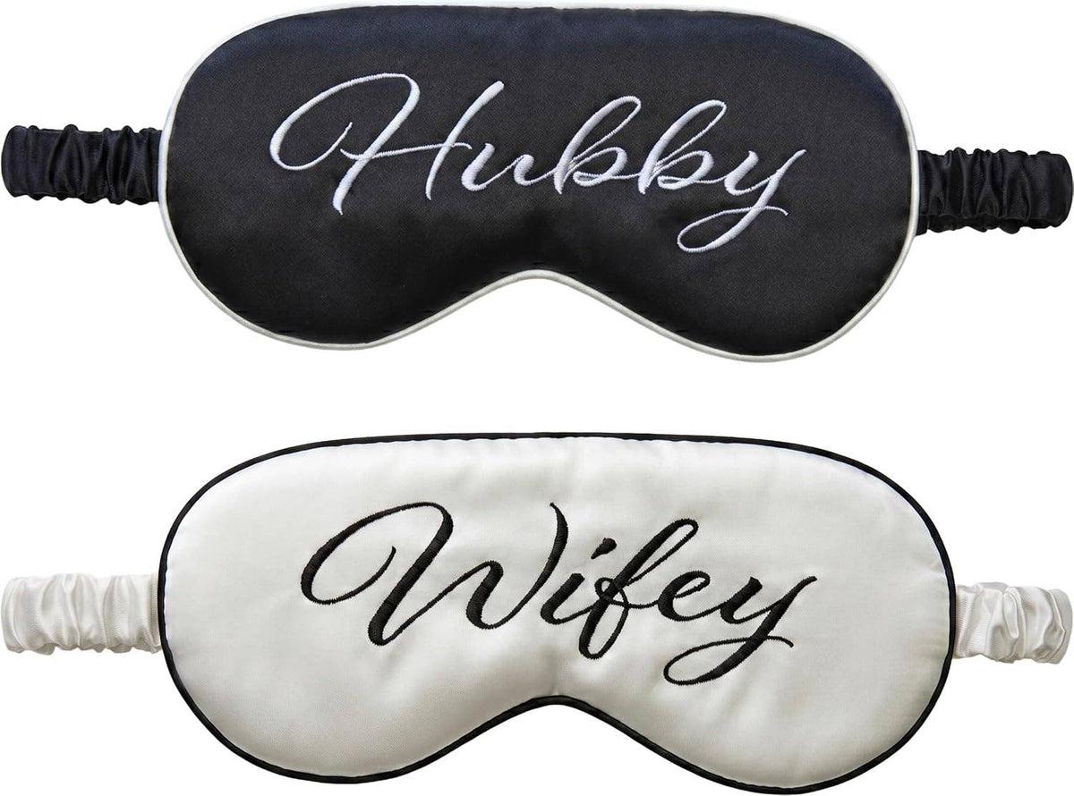 Luxury Satin Sleep Eye Mask: 2 Pack - Wifey & Hubby