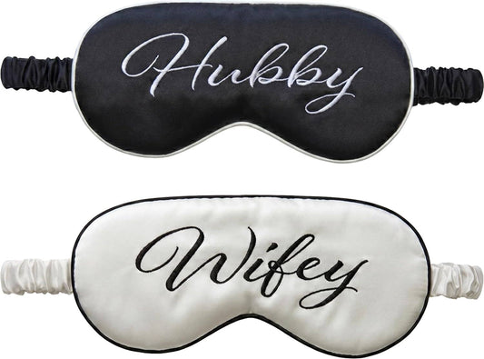 Luxury Satin Sleep Eye Mask: 2 Pack - Wifey & Hubby