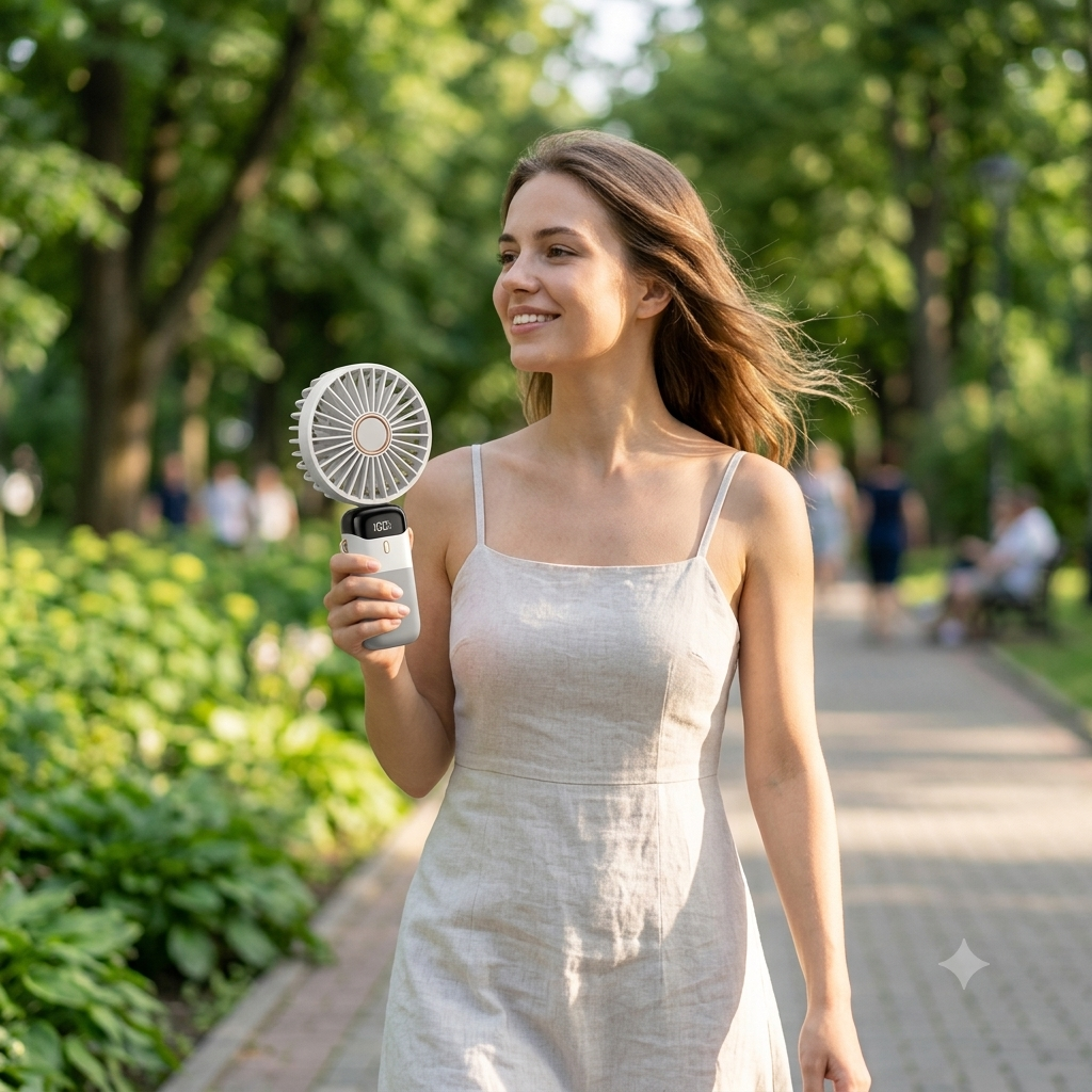 Portable Foldable Handheld Fan | Phone Stand & LED Display