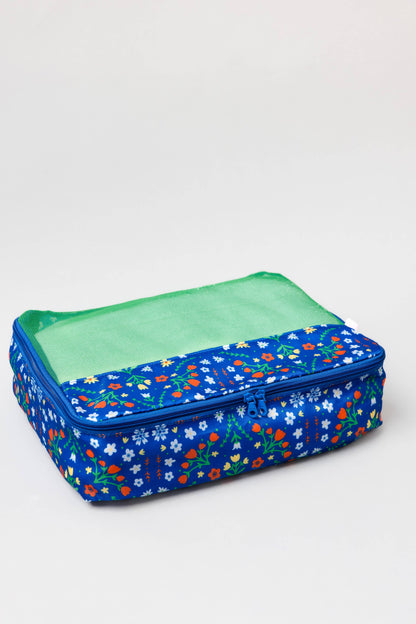Packing Cube Set, Blue Scandinavian Floral
