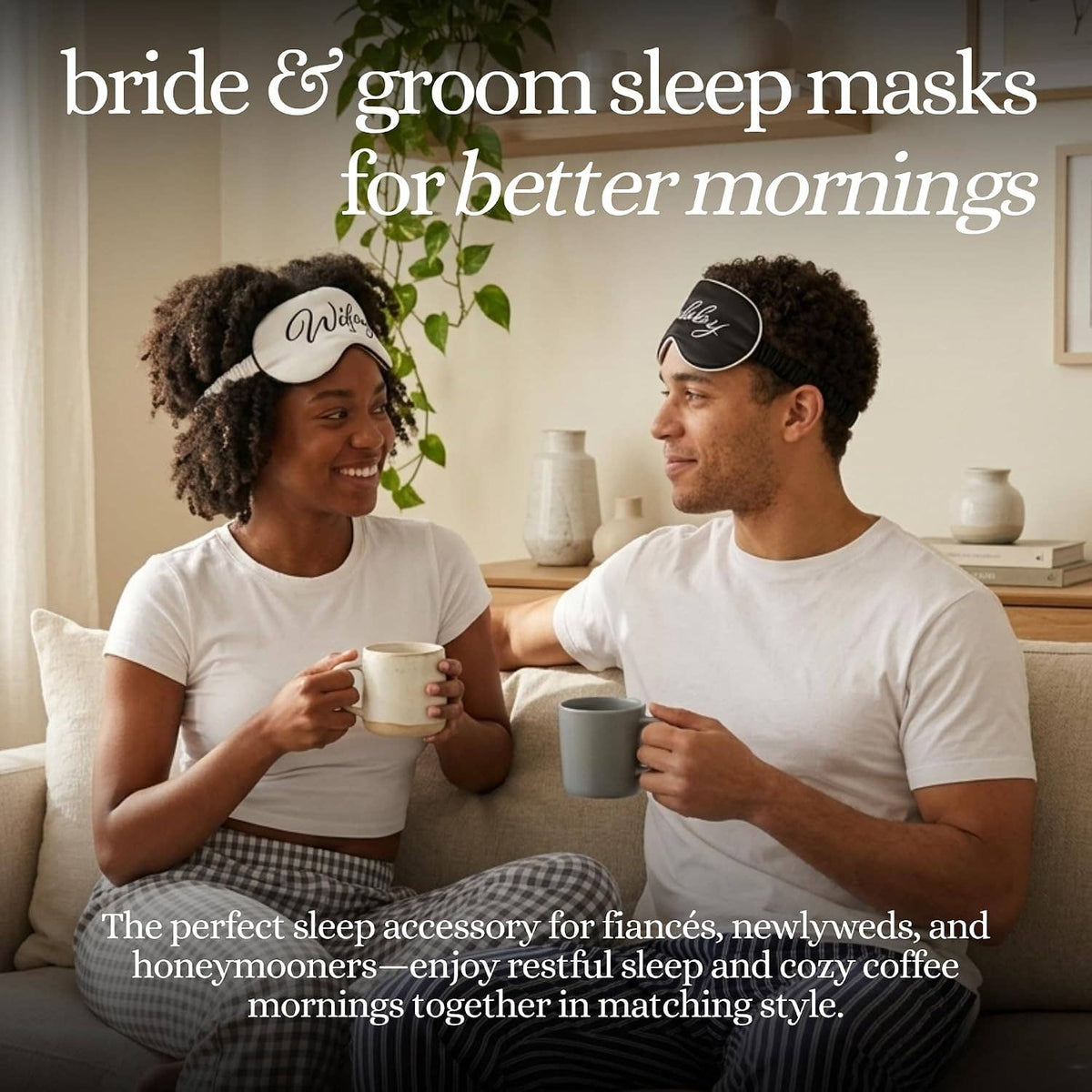 Luxury Satin Sleep Eye Mask: 2 Pack - Wifey & Hubby