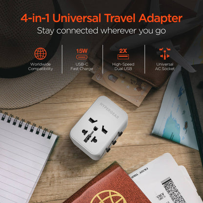 WorldCharge Universal Travel Adapter with USB-C