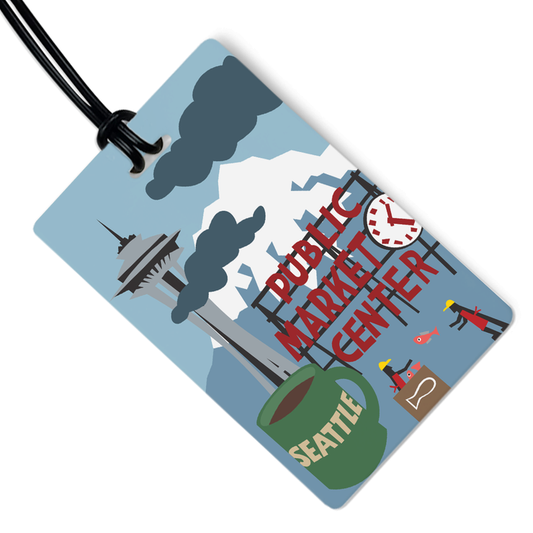 Seattle Luggage Tag w/ Black Strap