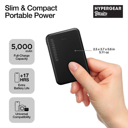 5,000mAh|5K Slim Dual-PortFast Charge PowerBank w/ 20W USB-C