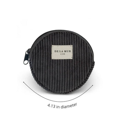 Corduroy Round Coin Purse – Charcoal Gray (Boni)