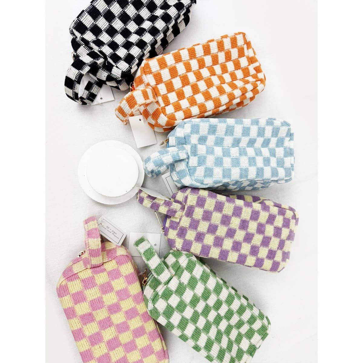 Famous Checker Cosmetic / Toiletry Bag with handle