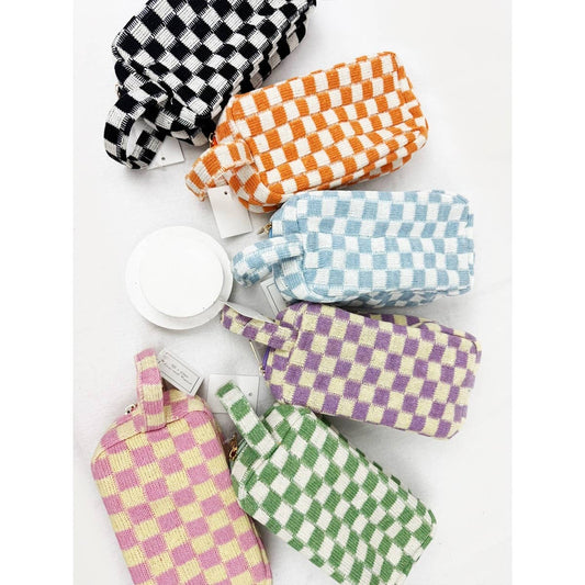 Famous Checker Cosmetic / Toiletry Bag with handle