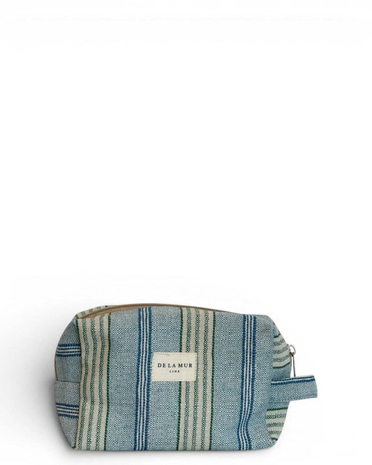 Striped Jacquard Squared Makeup Bag – Blue & Green (Cata)