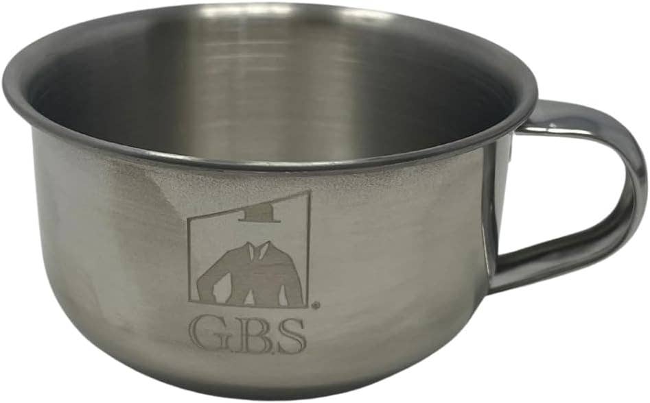 GBS Stainless Shaving Bowl with Handle and Soap